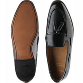 Loake Utah mens tasselled loafers in black calf