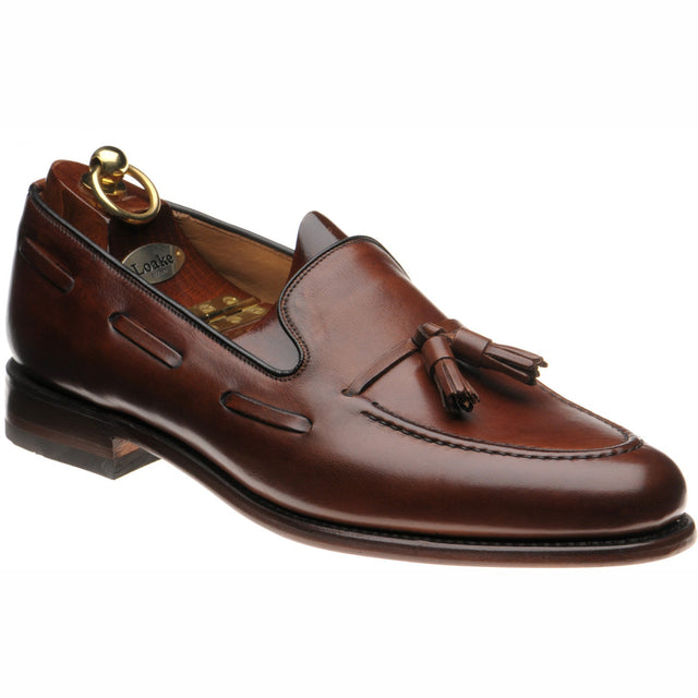 Loake Utah mens tasselled loafers in cedar calf