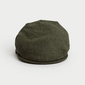 Loden Green Herringbone Wool Flat Cap