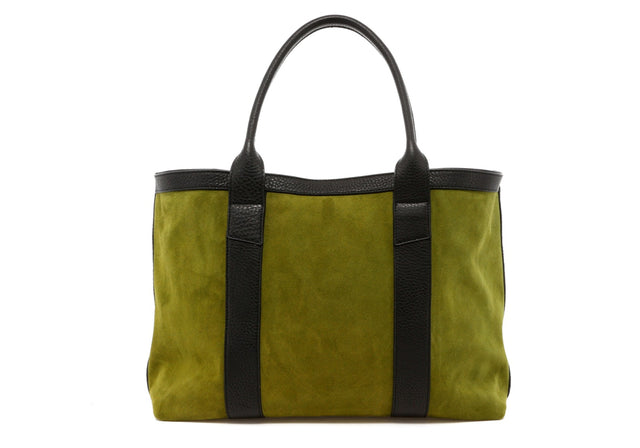 Large Working Tote - Loden Green/Black Trim - Suede