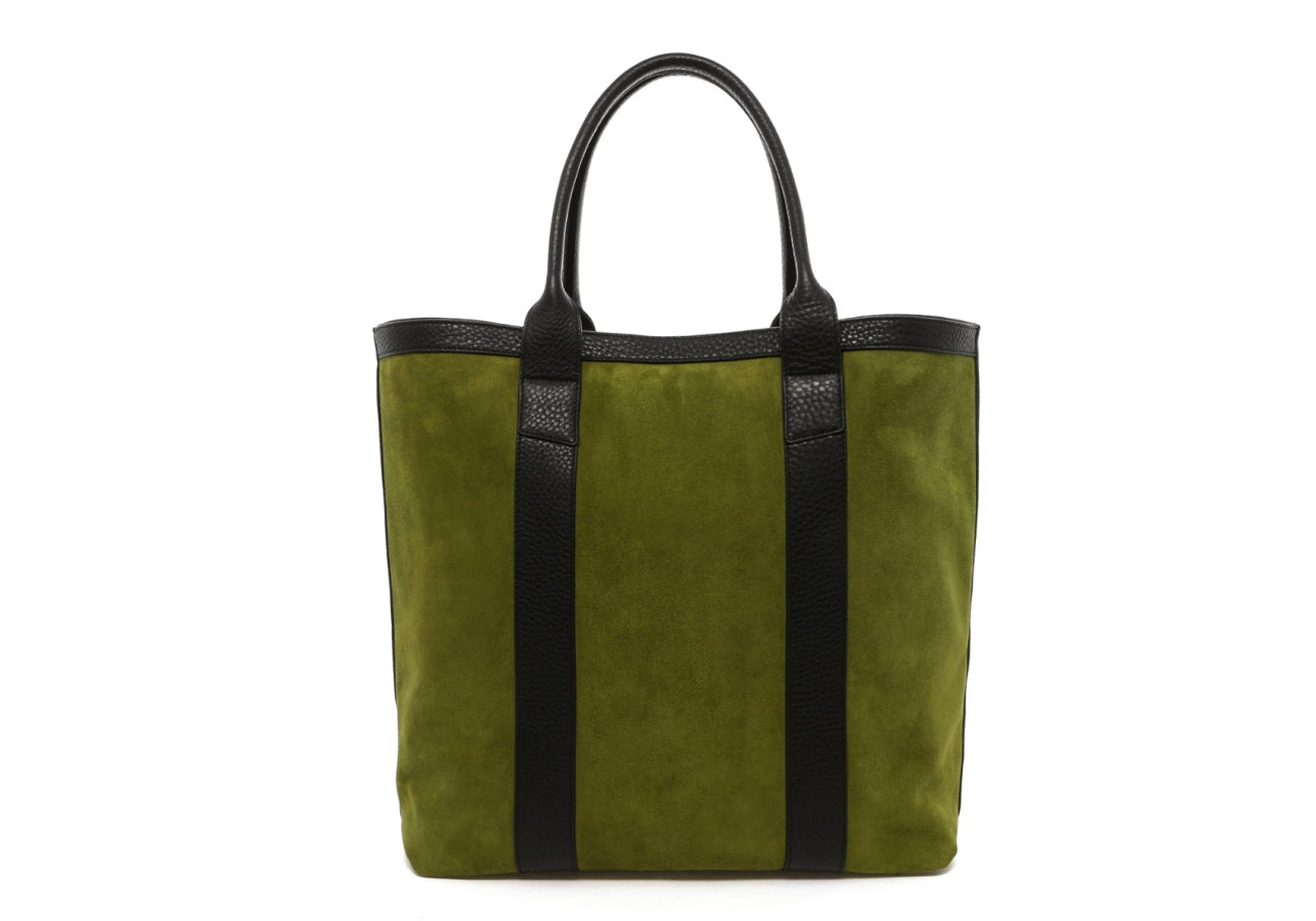 Tall Tote - Loden Green/Black Trim - Suede