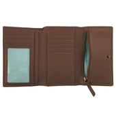 Chica Tri Fold Purse Brown Leather