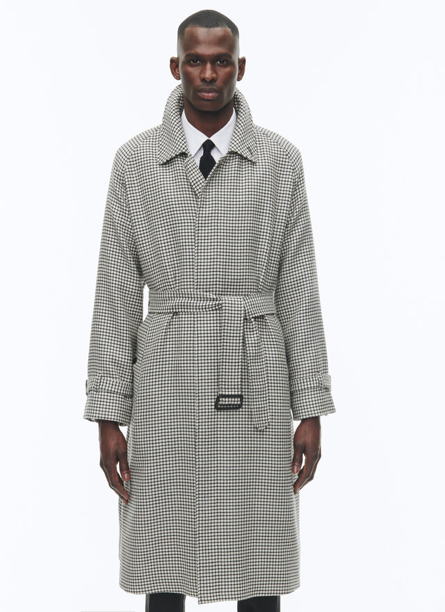 Wool long coat with belt