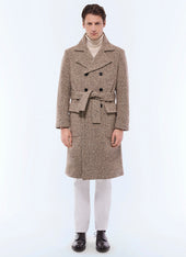 Double-breasted wool blend coat