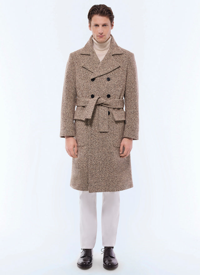 Double-breasted wool blend coat