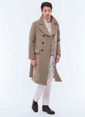Double Breasted Wool Blend Coat