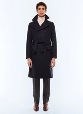 Double-breasted wool blend coat