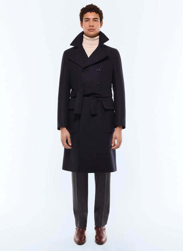 Double-breasted wool blend coat