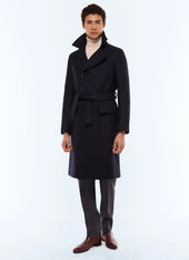 Double-breasted wool blend coat