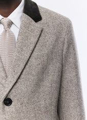 Wool Coat With Herringbone Pattern