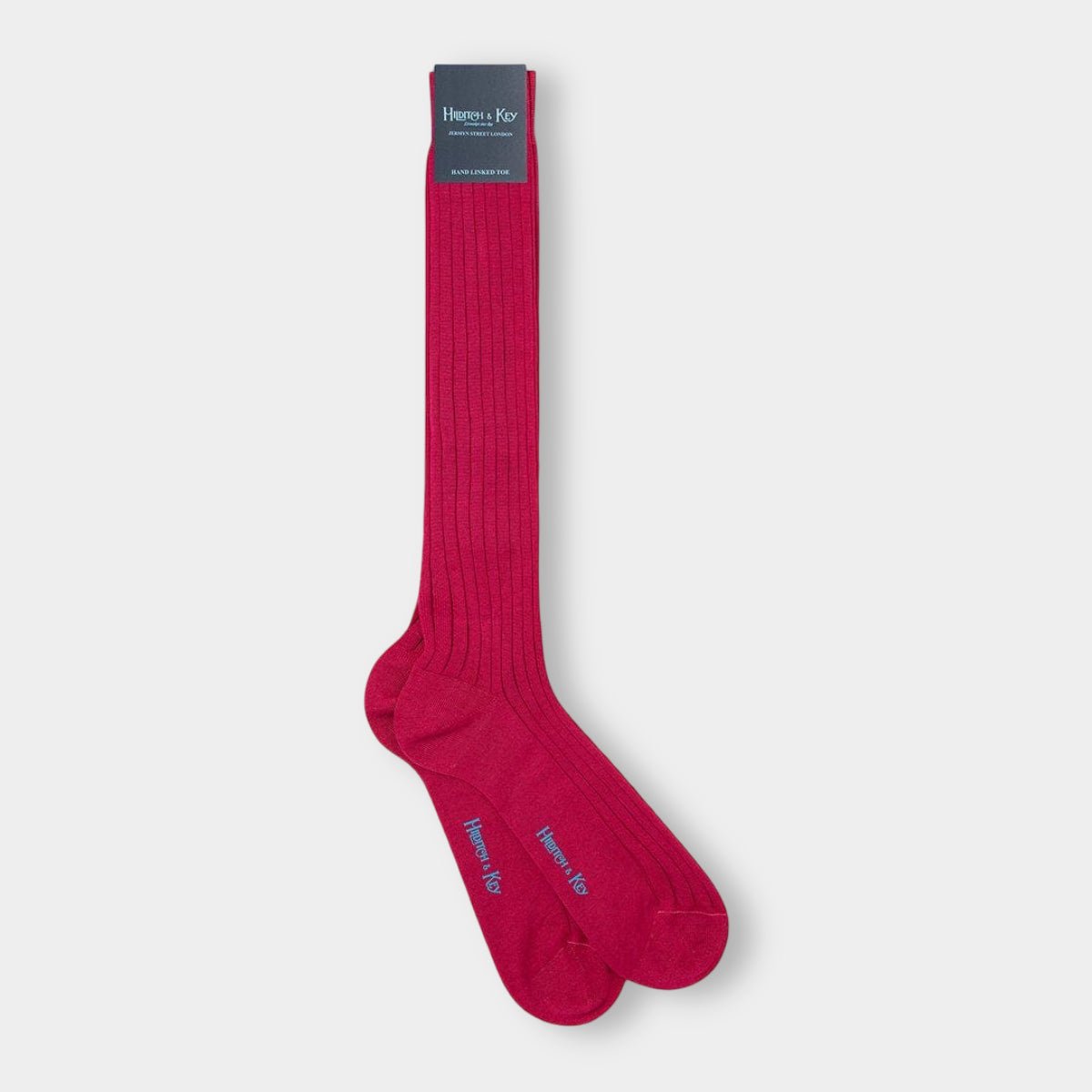 Long Plain Cerise Cotton Socks