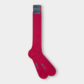 Long Plain Cerise Cotton Socks