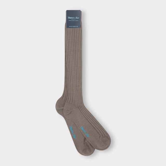 Long Plain Light Grey Cotton Socks