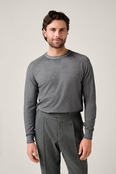 Alcott Raglan Crew Sweater Wool Vintage Wash Grey Marle