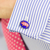 Longmire Sterling Pig Motif Enamel Cufflinks