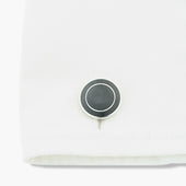 Longmire Sterling Double Circle Black Cufflinks
