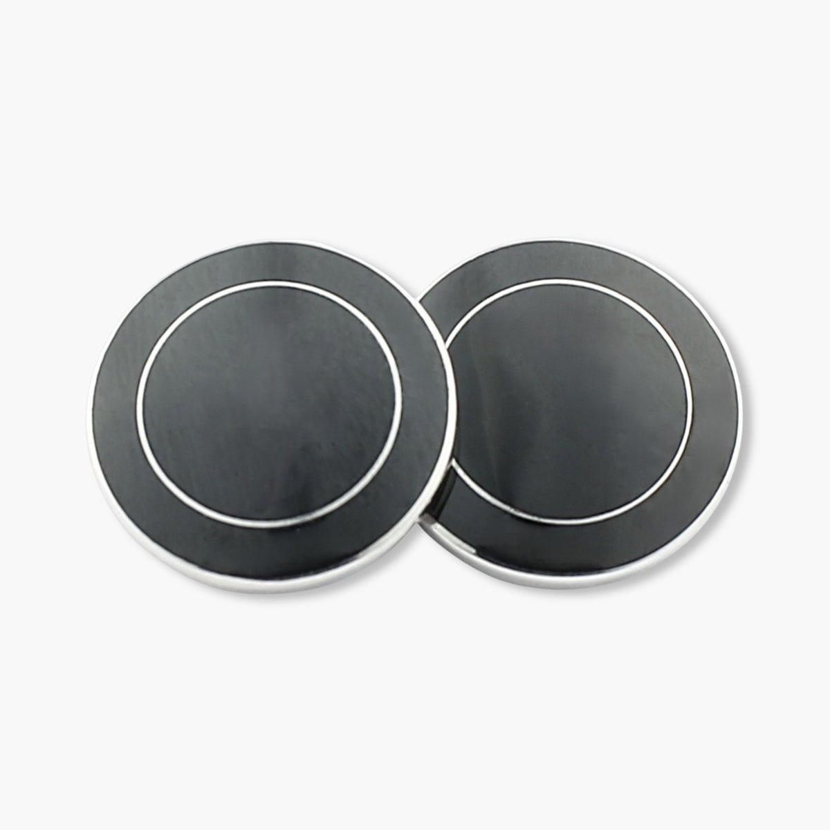 Longmire Sterling Double Circle Black Cufflinks