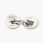 Longmire Sterling Double Circle Pale Blue Pink Enamel Cufflinks