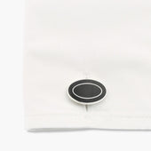 Longmire Sterling Double Oval Black Enamel Cufflinks