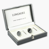 Longmire Sterling Double Oval Black Enamel Cufflinks