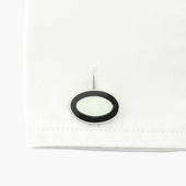 Longmire Sterling Double Oval Black White Enamel Cufflinks