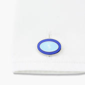 Longmire Sterling Double Oval Light Enamel Cufflinks