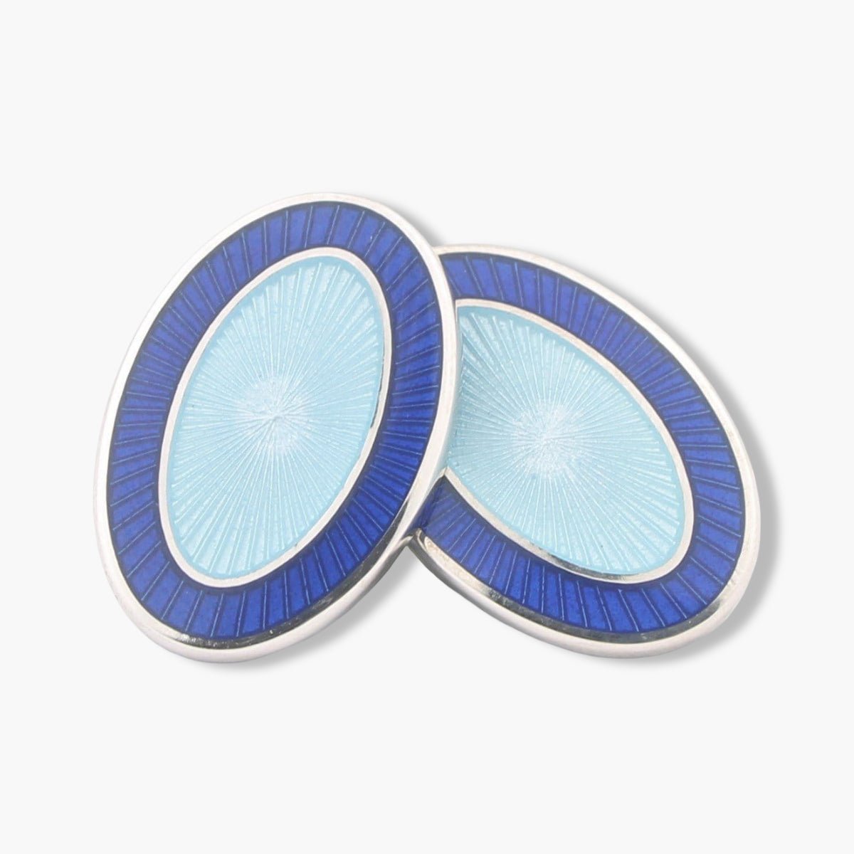 Longmire Sterling Double Oval Light Enamel Cufflinks