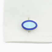 Longmire Sterling Double Oval Light Enamel Cufflinks With T Bar