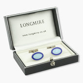Longmire Sterling Double Oval Light Enamel Cufflinks With T Bar