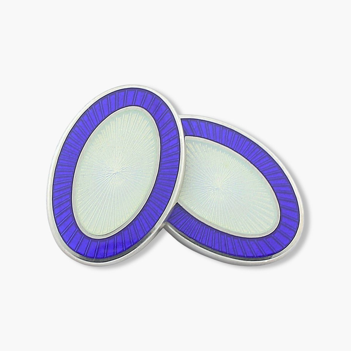 Longmire Sterling Double Oval White Enamel Cufflinks