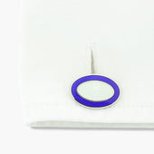 Longmire Sterling Double Oval White Enamel Cufflinks