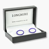 Longmire Sterling Double Oval Blue White Enamel Cufflinks With T Bar
