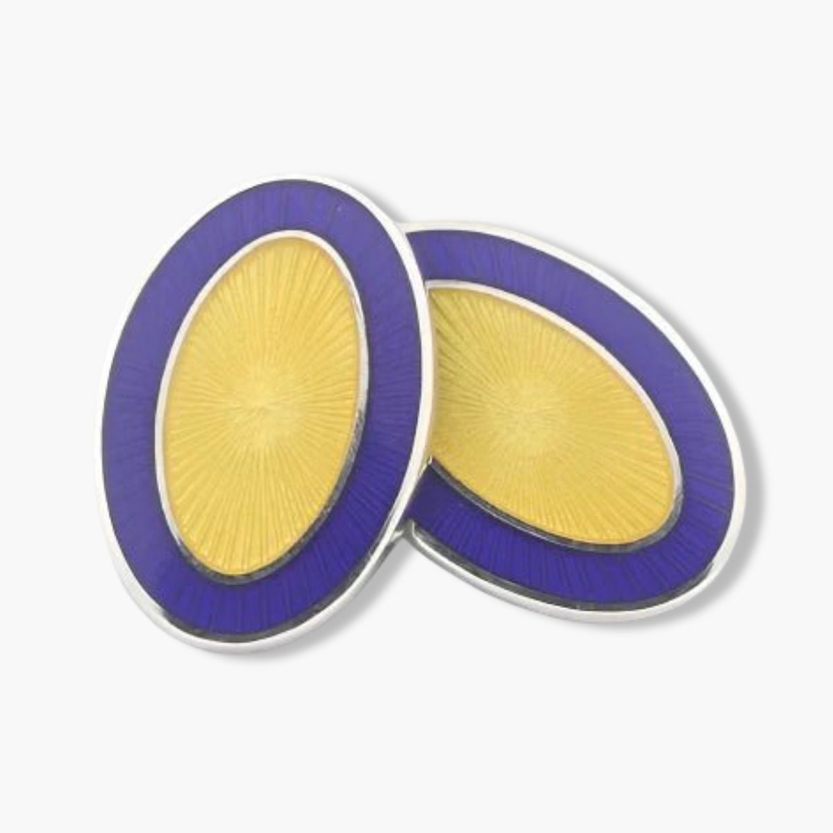 Longmire Sterling Double Oval Blue Enamel Cufflinks
