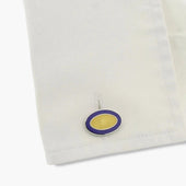 Longmire Sterling Double Oval Blue Enamel Cufflinks