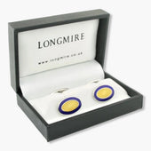 Longmire Sterling Double Oval Blue Enamel Cufflinks