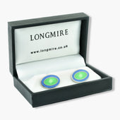 Longmire Sterling Double Oval Pale Blue Green Enamel Cufflinks