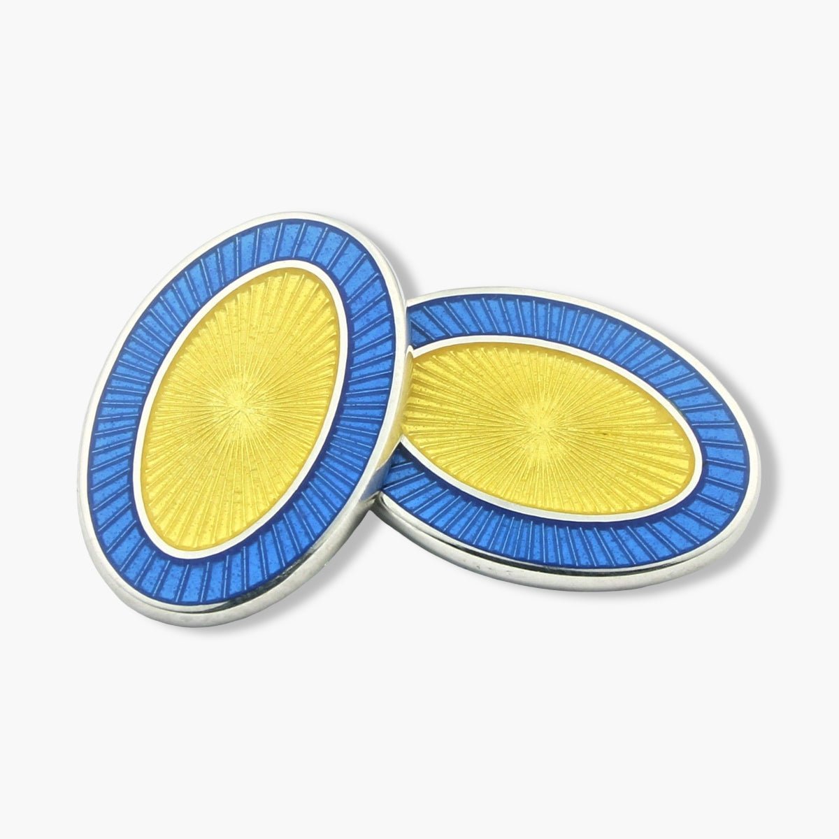 Longmire Sterling Double Oval Pale Blue Enamel Cufflinks