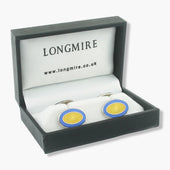 Longmire Sterling Double Oval Pale Blue Enamel Cufflinks