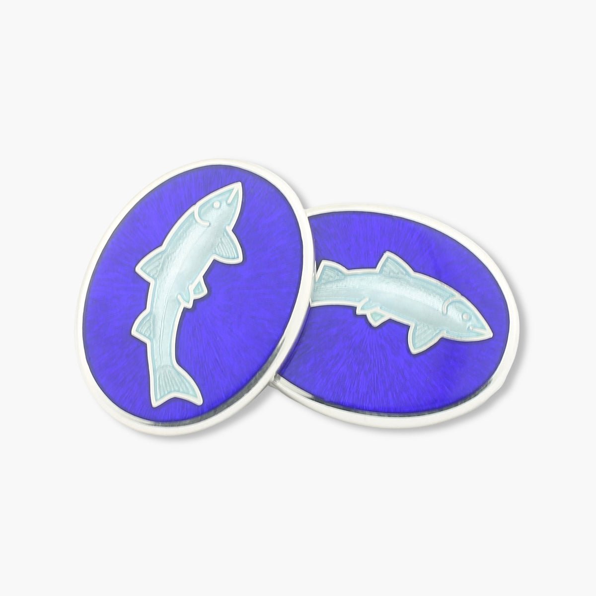 Longmire Sterling Fish Motif Enamel Cufflinks