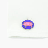 Longmire Sterling Pig Motif Enamel Cufflinks