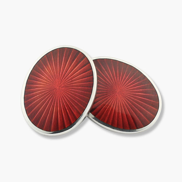 Longmire Sterling Silver Starburst Red Enamel Cufflinks