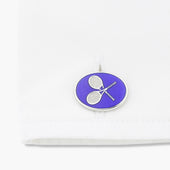 Longmire Sterling Tennis Motif Enamel Cufflinks