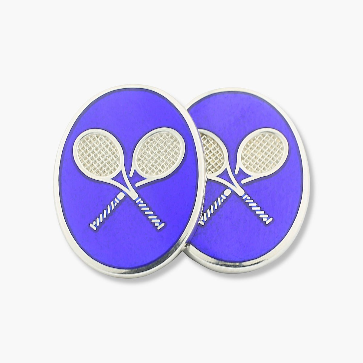 Longmire Sterling Tennis Motif Enamel Cufflinks