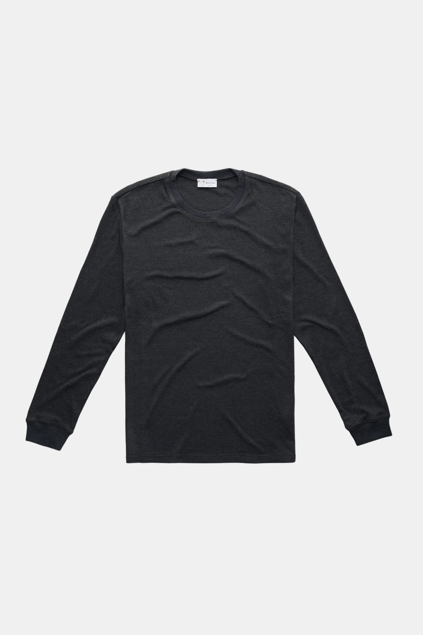 Heavyweight Bamboo Sorona Interlock Long Sleeve Crew Black