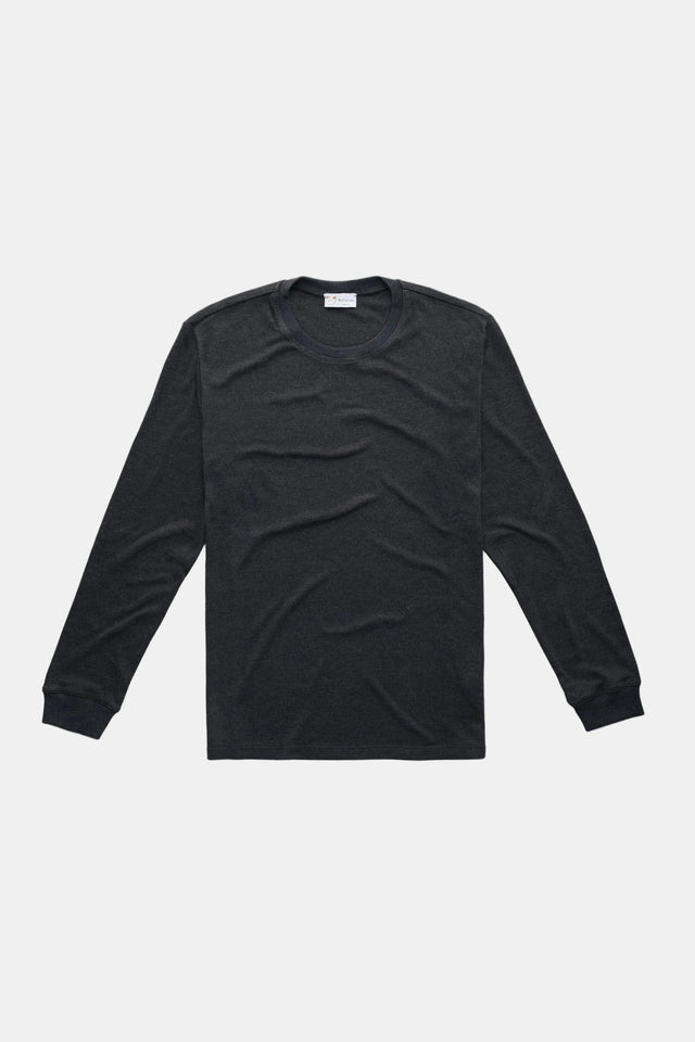 Heavyweight Bamboo Sorona Interlock Long Sleeve Crew Black