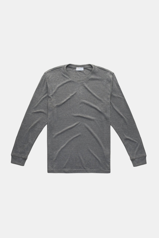 Heavyweight Bamboo Sorona Interlock Long Sleeve Crew Grey
