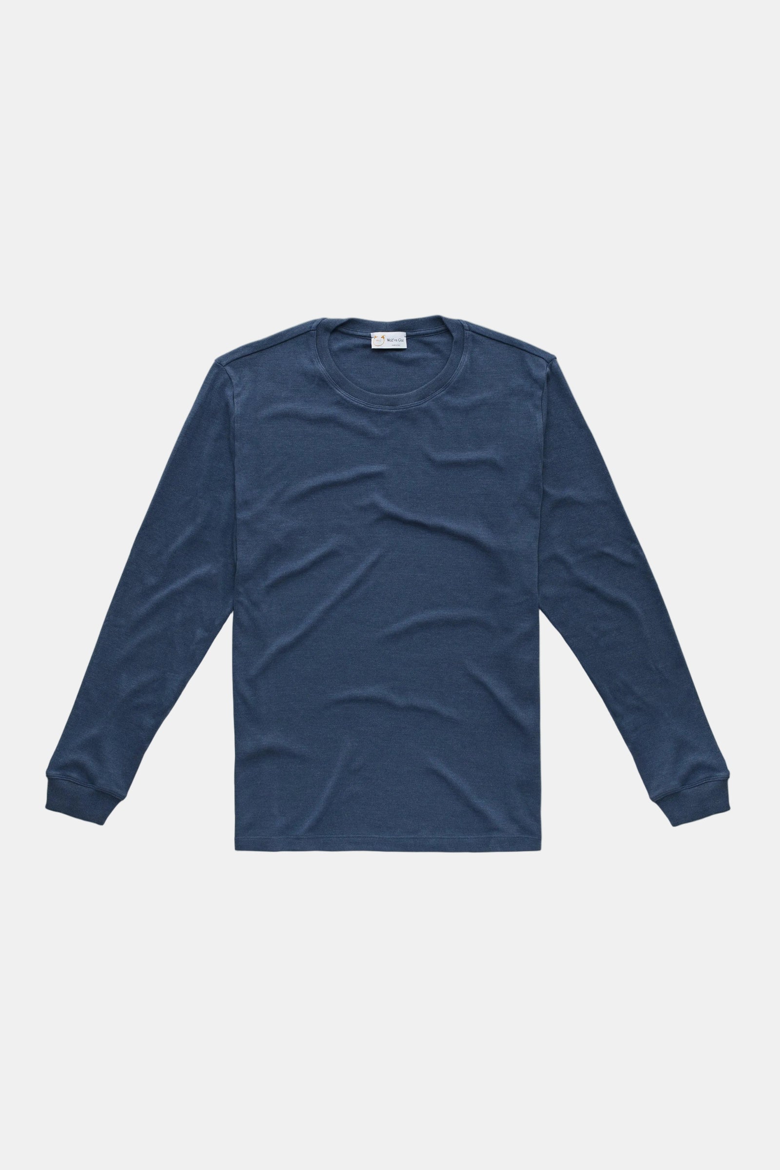 Heavyweight Bamboo Sorona Interlock Long Sleeve Crew Navy