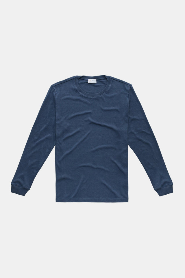 Heavyweight Bamboo Sorona Interlock Long Sleeve Crew Navy