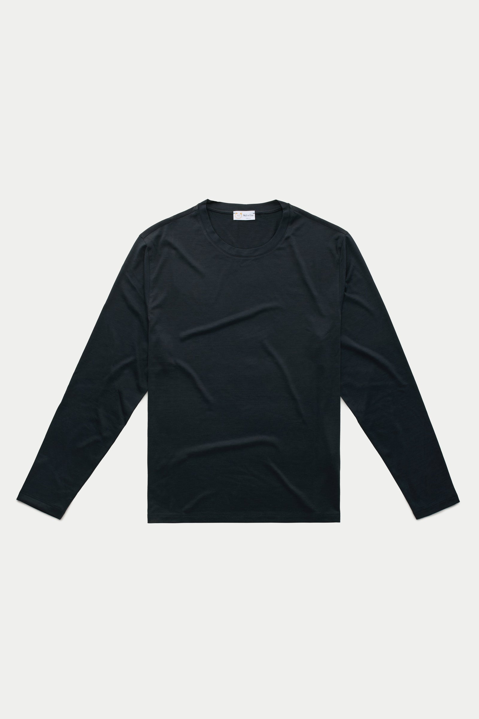 Silk Cotton Long Sleeve Crew Neck T-Shirt Midnight