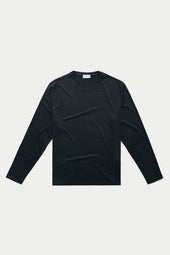 Silk Cotton Long Sleeve Crew Neck T-Shirt Midnight